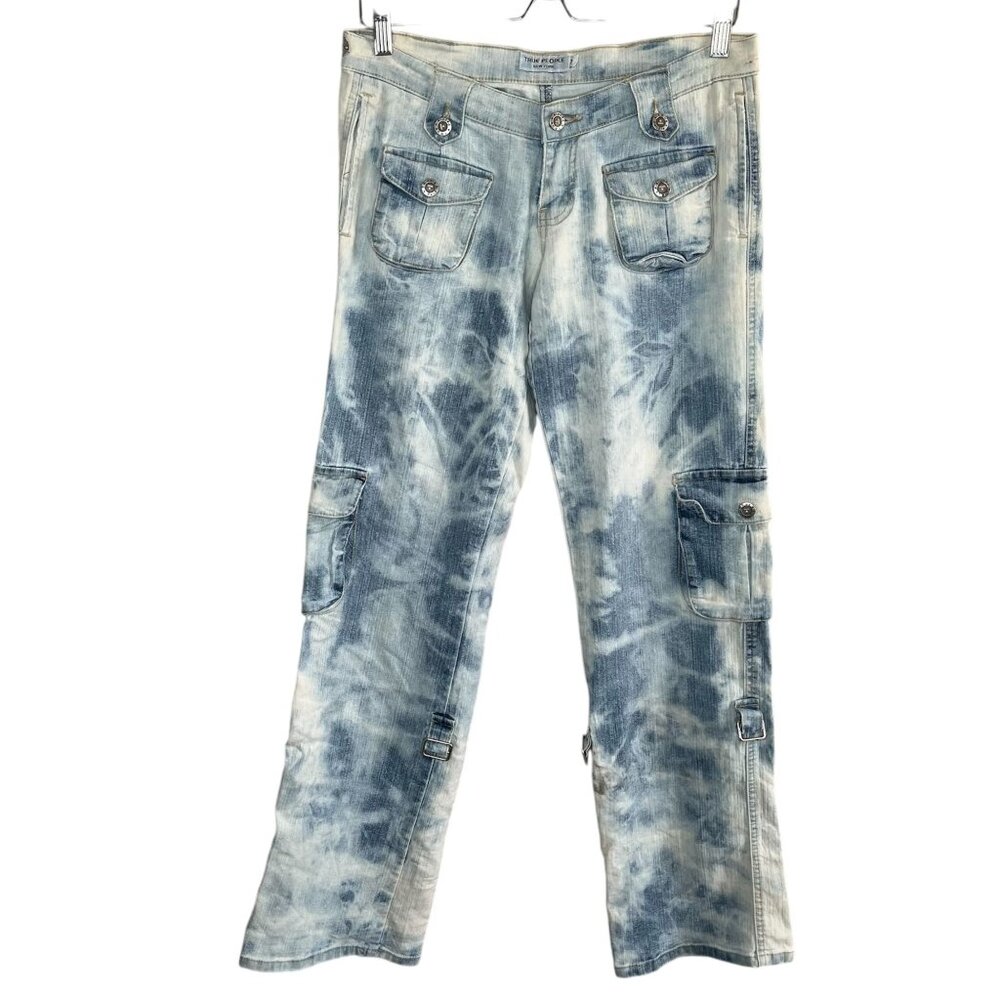 True People New York Vintage retro Denim Pants Tie-Dye y2k low rise Cargo Jeans